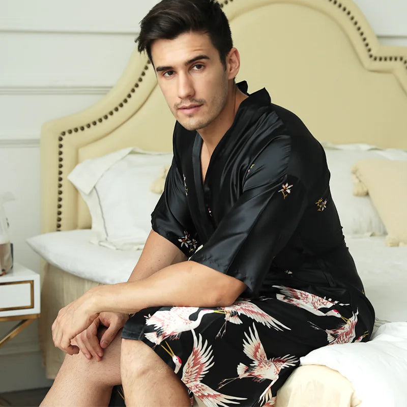 Peignoir Homme Satin Oiseau