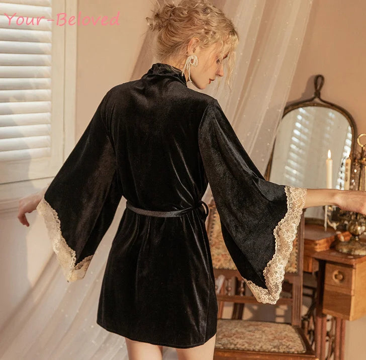 Peignoir Femme Velours Court