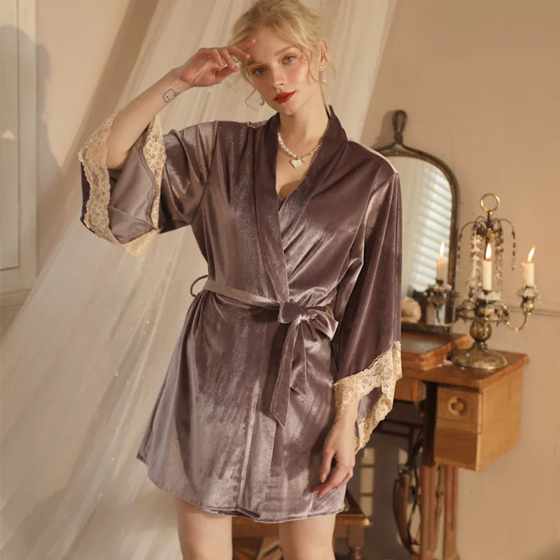 Peignoir Femme Velours Court