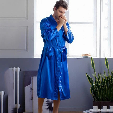 Peignoir Homme Satin Uni Long