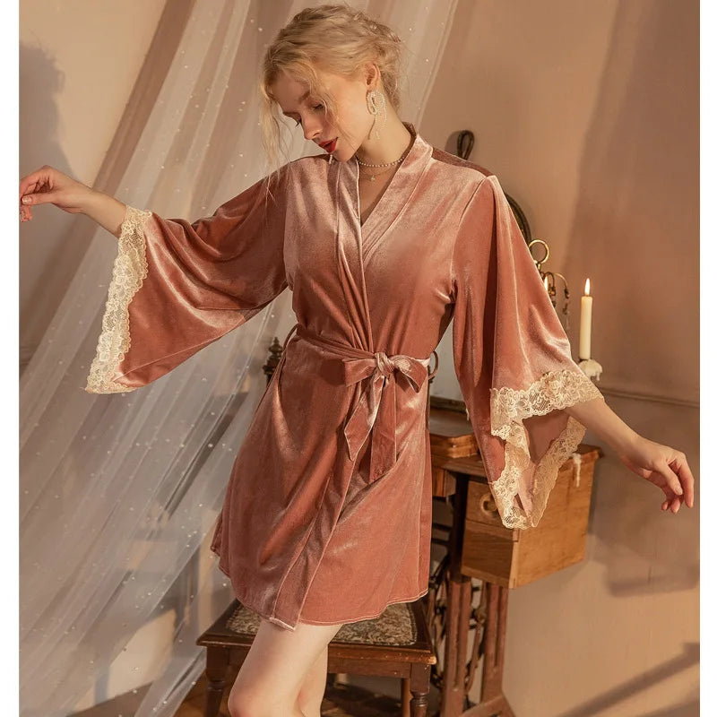 Peignoir Femme Velours Court
