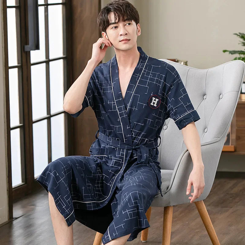 Peignoir Homme Manches Courtes Chic