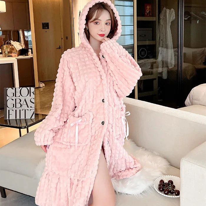 Peignoir Polaire Femme Long Épais