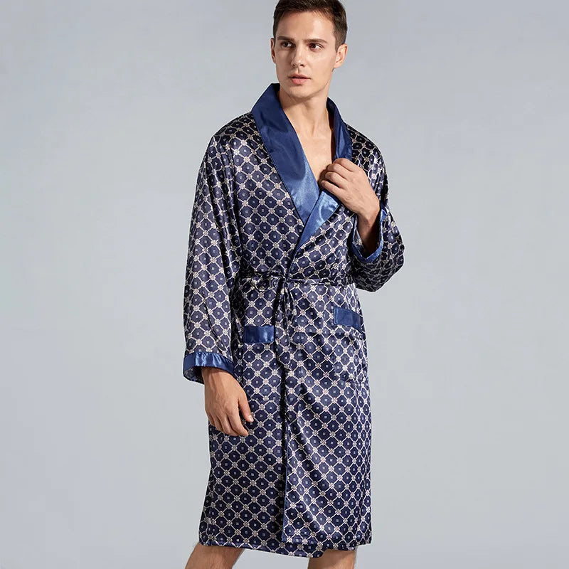 Peignoir Homme Satin à Motifs