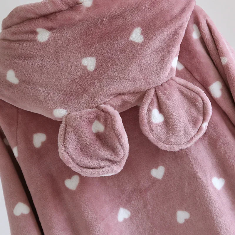 Peignoir Polaire Femme Chaud à Capuche