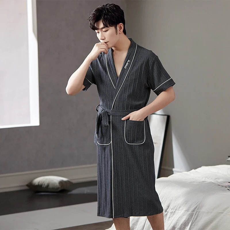 Peignoir Homme Manches Courtes Uni