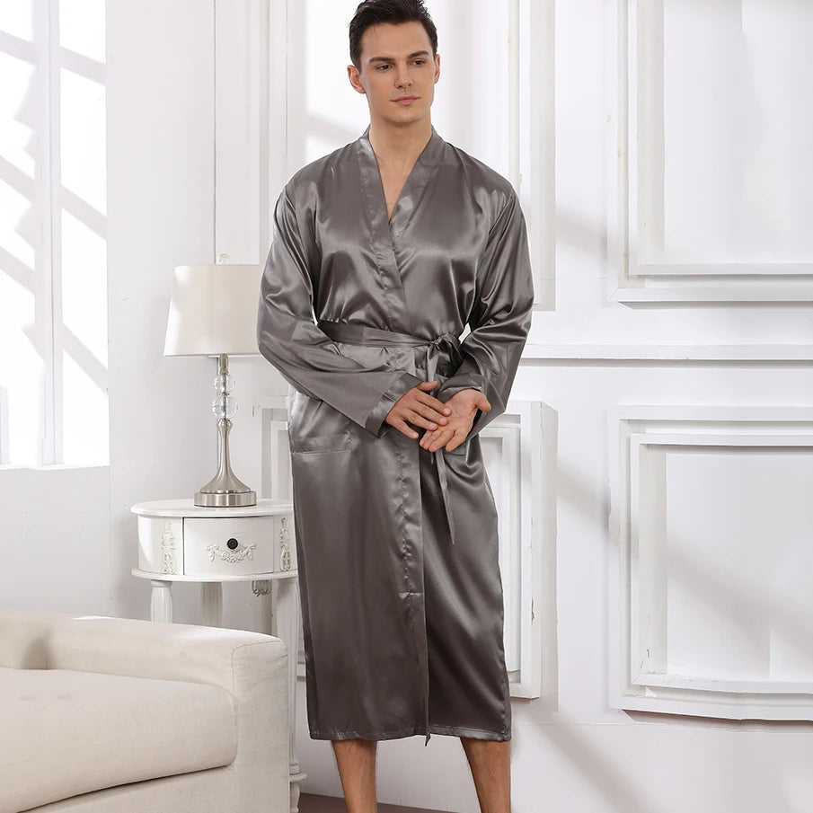Peignoir Homme Satin Uni Long