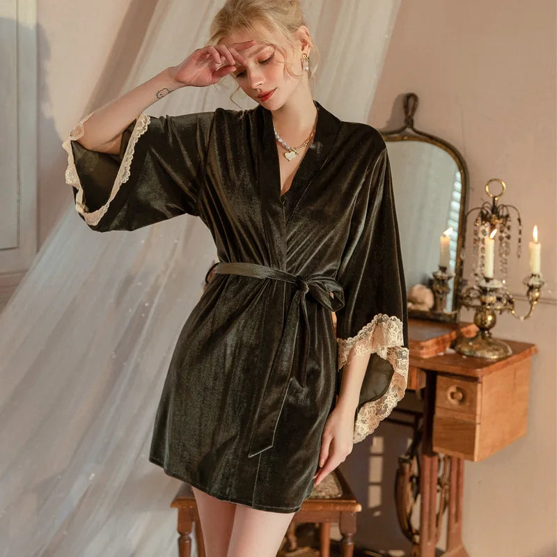 Peignoir Femme Velours Court