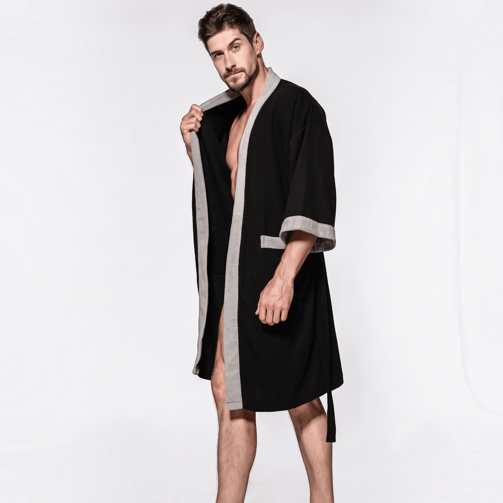 Le Prestige du Peignoir Peignoir de Bain Homme Gaufré Poches