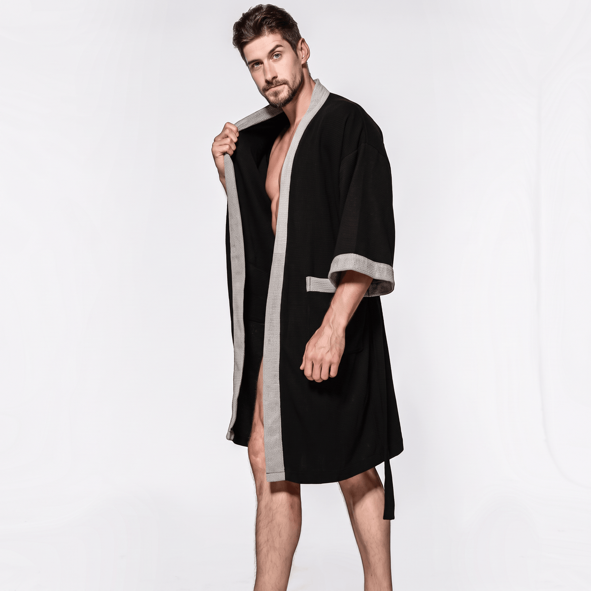 Le Prestige du Peignoir Peignoir de Bain Homme Gaufré Poches