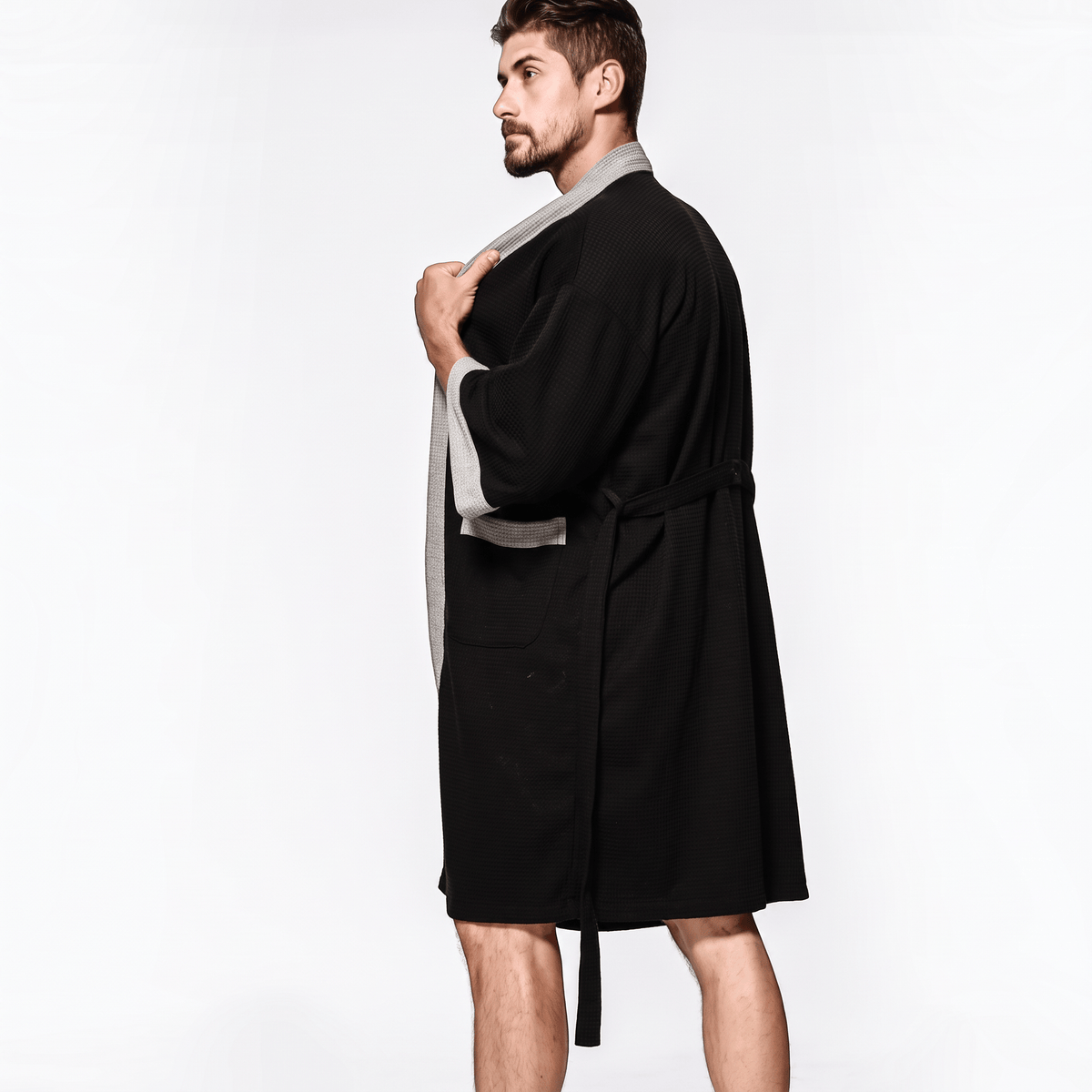 Le Prestige du Peignoir Peignoir de Bain Homme Gaufré Poches