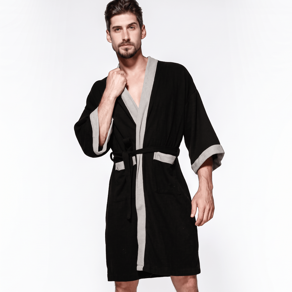 Le Prestige du Peignoir Peignoir de Bain Homme Gaufré Poches