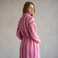 Le Prestige du Peignoir Peignoir Femme à Rayures Rose