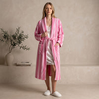 Le Prestige du Peignoir Peignoir Femme à Rayures Rose