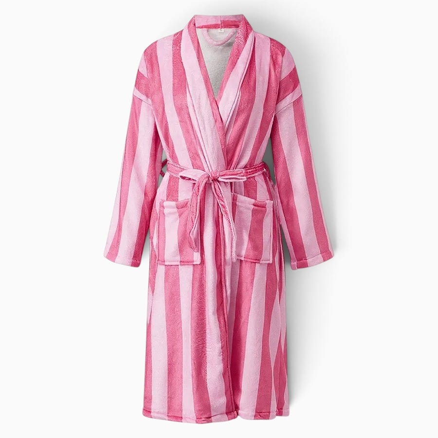 Le Prestige du Peignoir Peignoir Femme à Rayures Rose