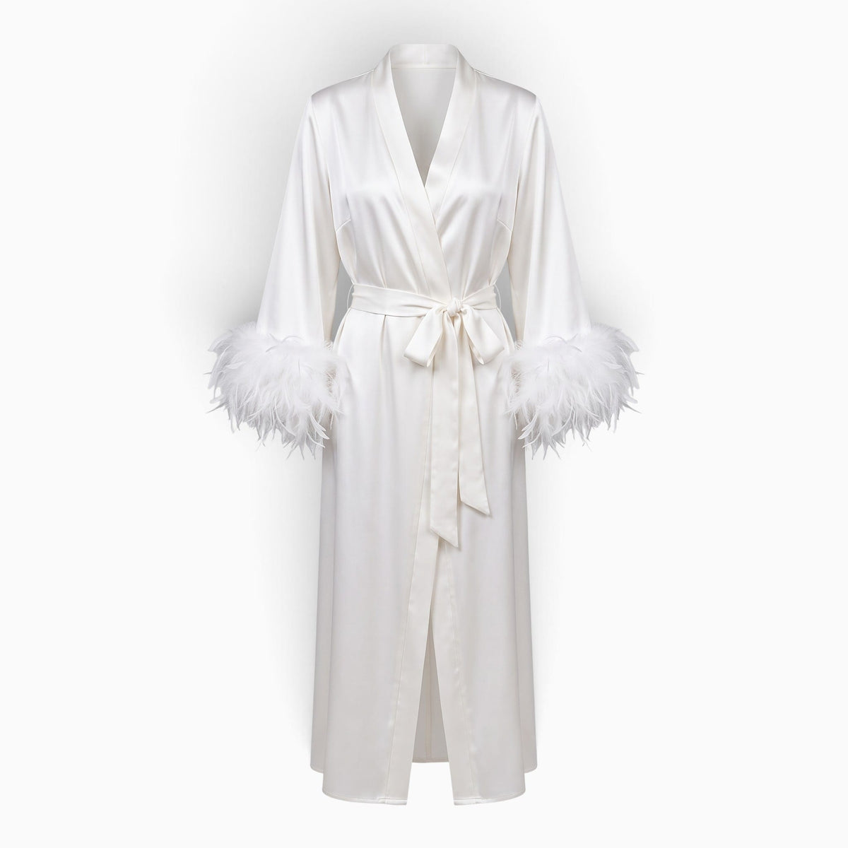 Le Prestige du Peignoir Peignoir Femme Soie avec Plumes