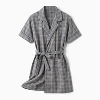 Le Prestige du Peignoir Peignoir Homme Manches Courtes à Carreaux Chic
