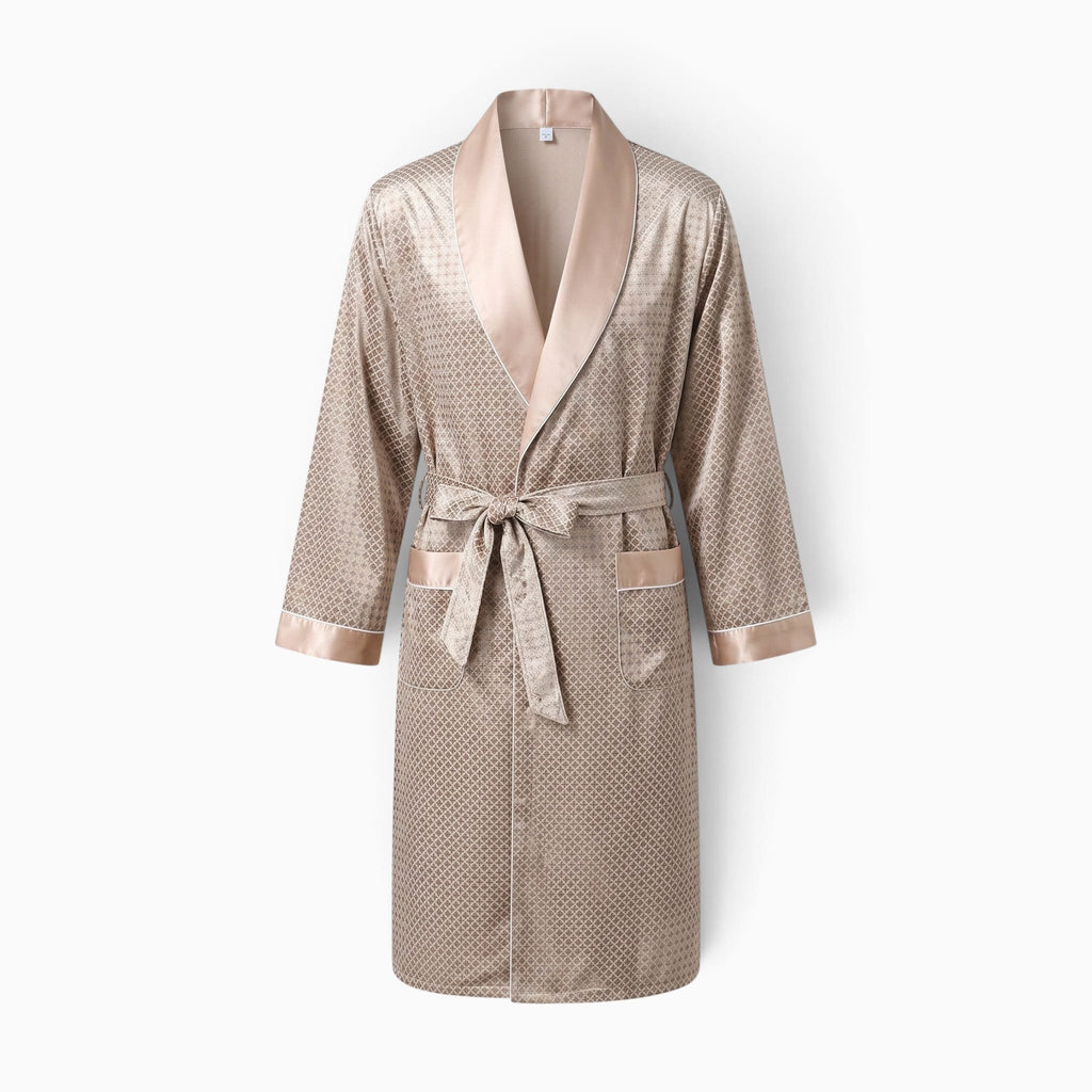 Le Prestige du Peignoir Peignoir Homme Satin à Motifs Or