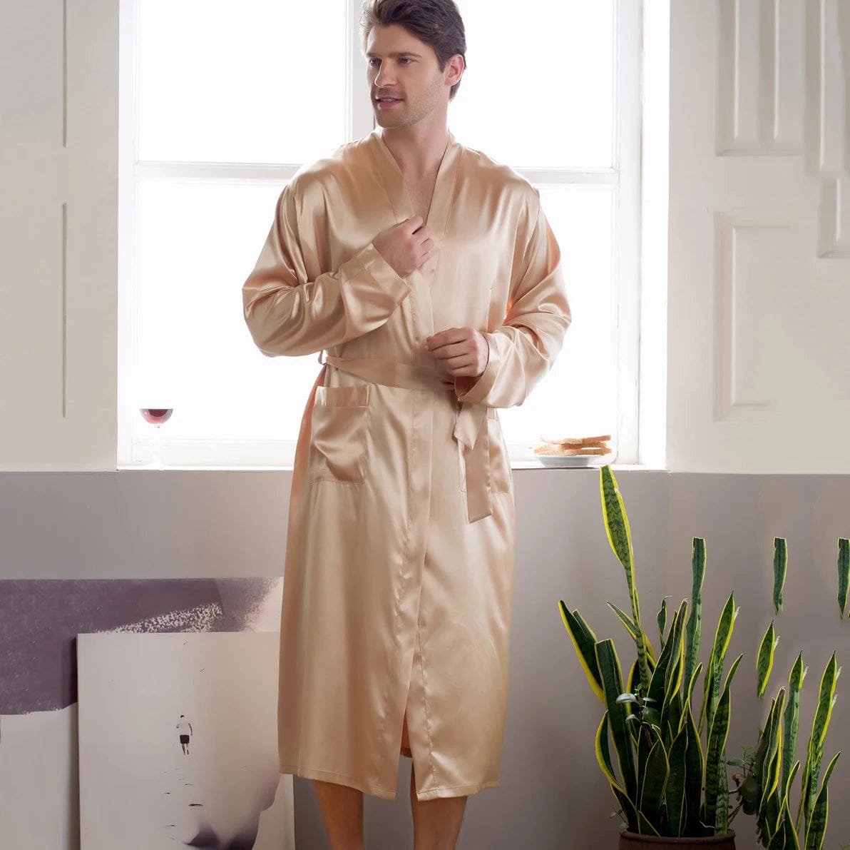 Le Prestige du Peignoir Peignoir Homme Satin Uni Long