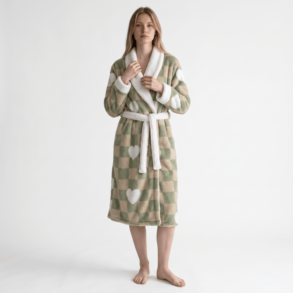 Le Prestige du Peignoir Peignoir Polaire Femme à Carreaux
