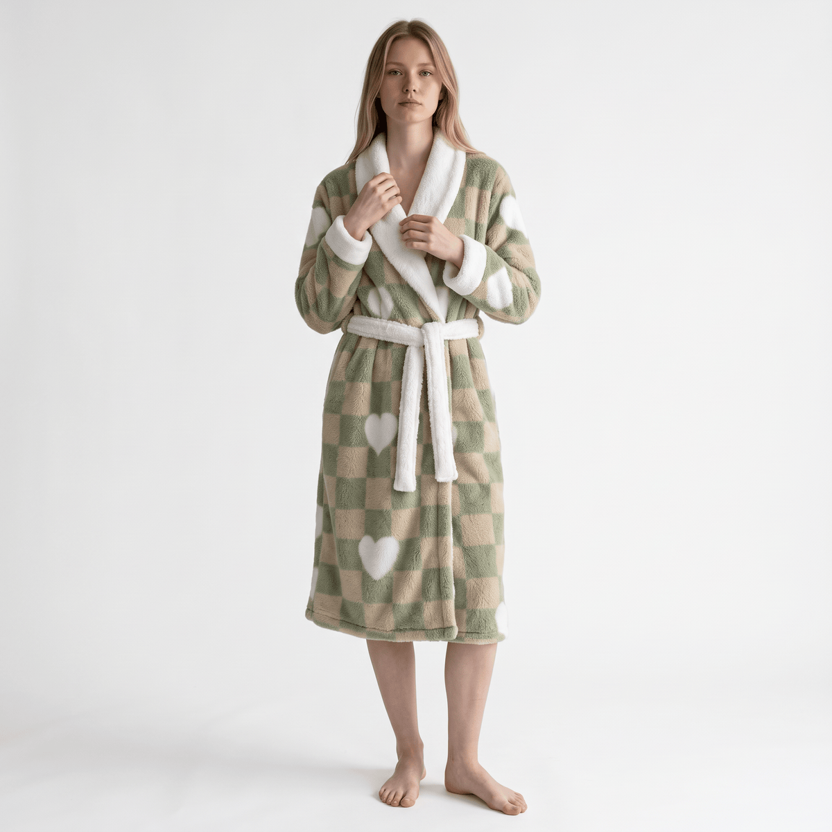 Le Prestige du Peignoir Peignoir Polaire Femme à Carreaux