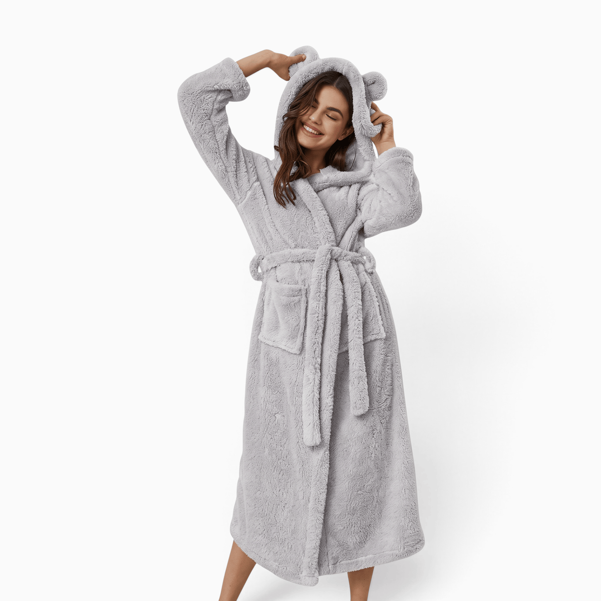 Le Prestige du Peignoir Peignoir Polaire Femme Capuche à Oreilles