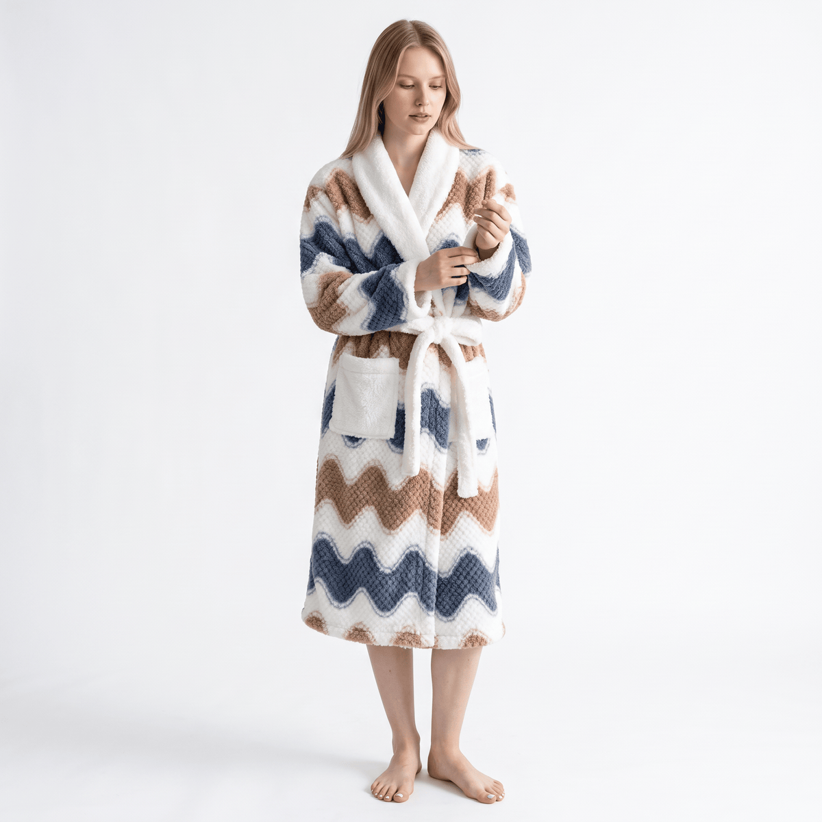 Le Prestige du Peignoir Peignoir Polaire Femme Chaud à Motifs