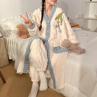 Le Prestige du Peignoir Peignoir Polaire Femme Chaud Doux Fleur