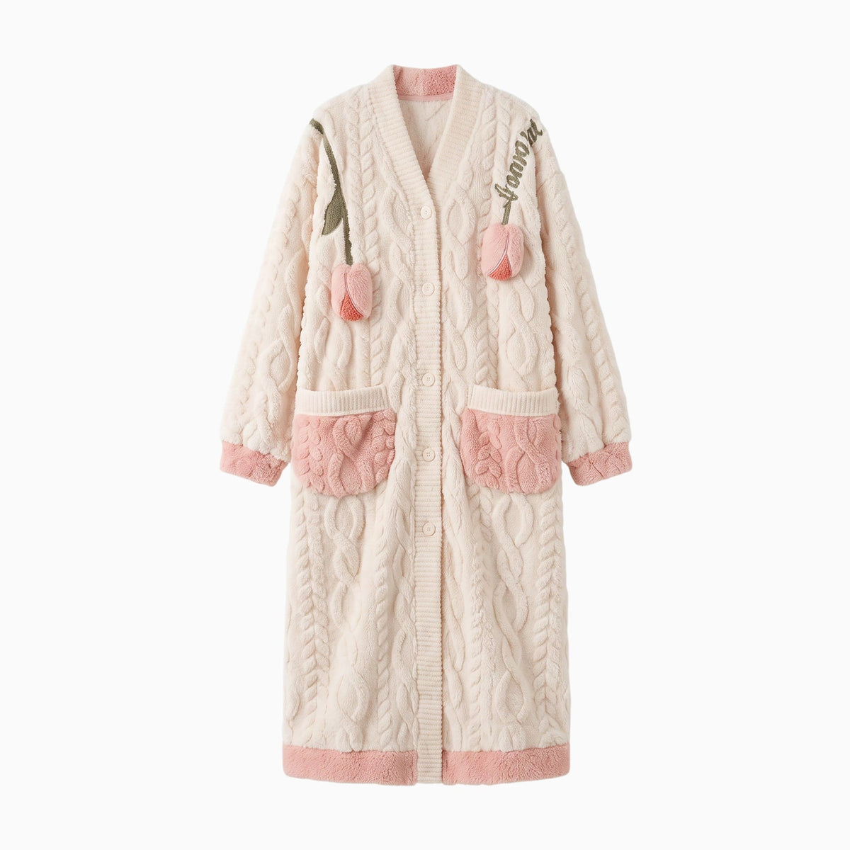 Le Prestige du Peignoir Peignoir Polaire Femme Chaud Doux Fleuri