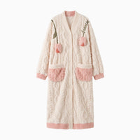 Le Prestige du Peignoir Peignoir Polaire Femme Chaud Doux Fleuri