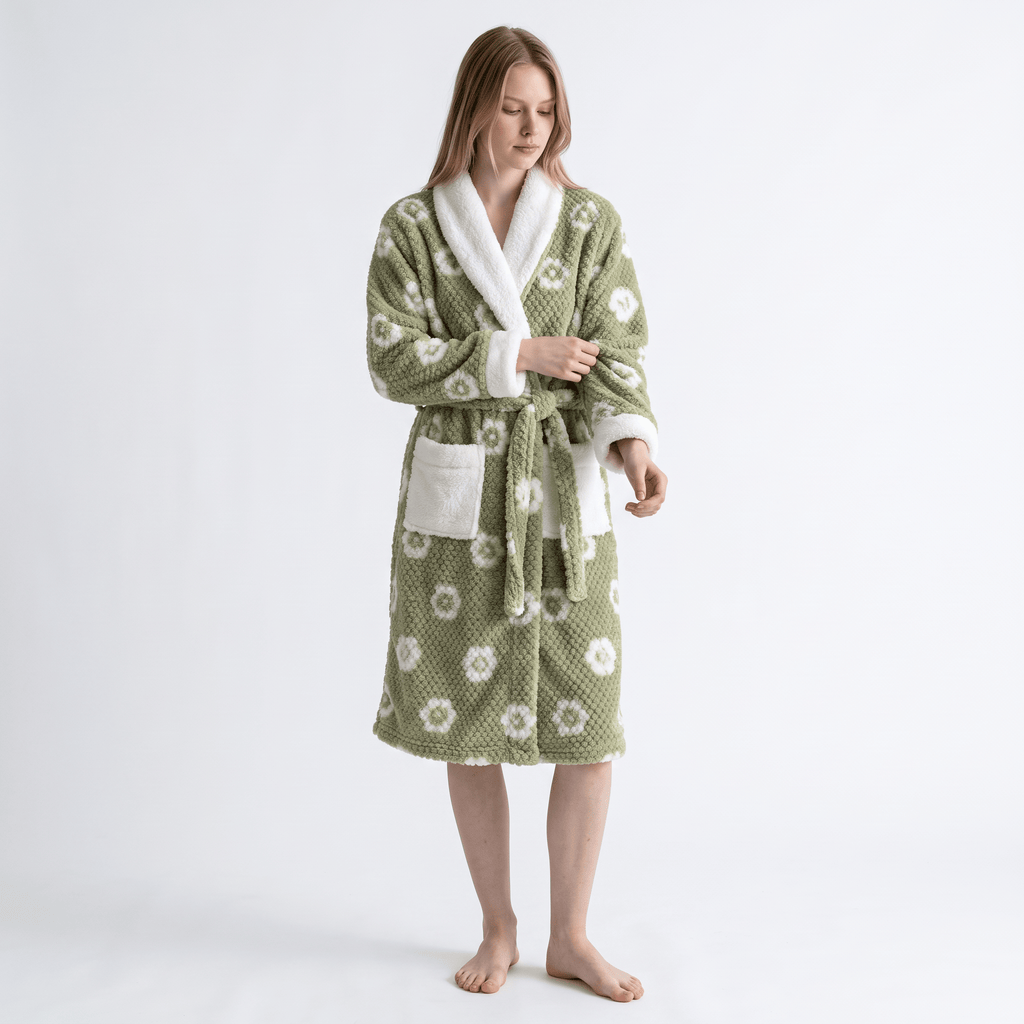 Le Prestige du Peignoir Peignoir Polaire Femme Chaud et Doux à Motifs