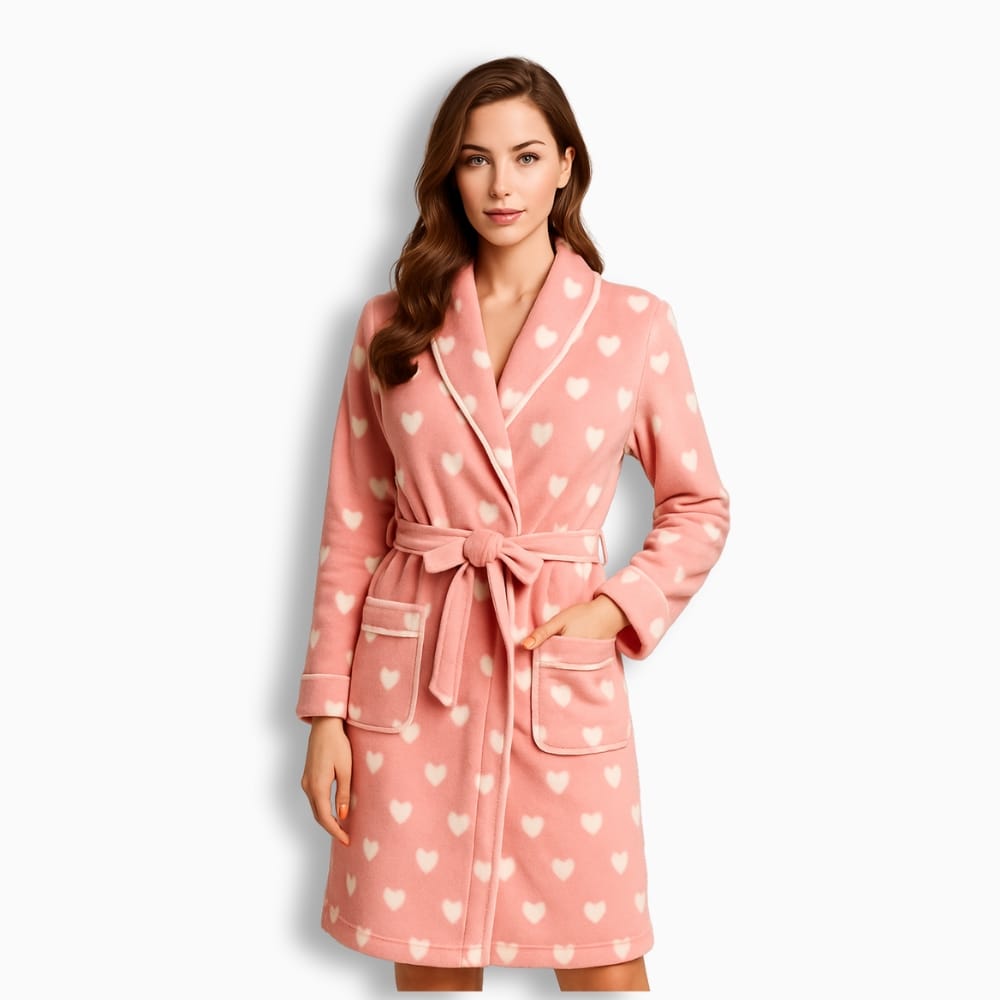 Le Prestige du Peignoir Peignoir Polaire Femme Cœur