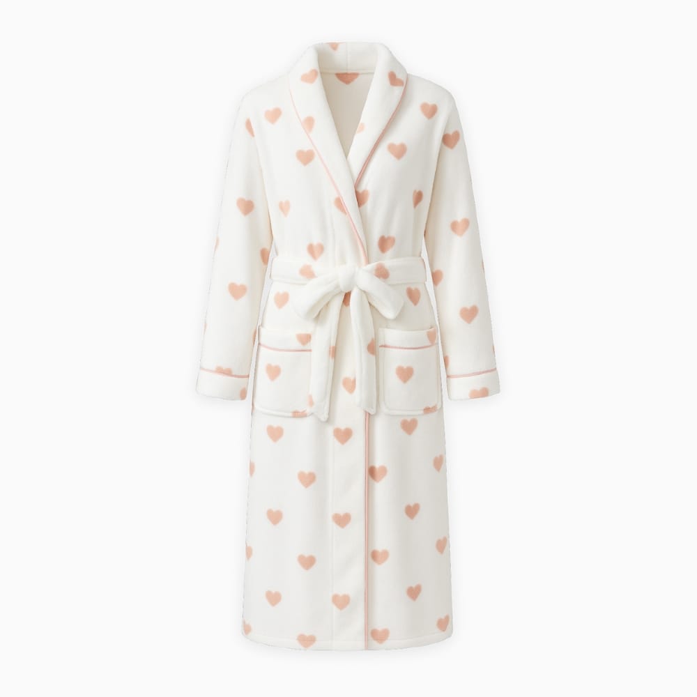 Le Prestige du Peignoir Peignoir Polaire Femme Cœur