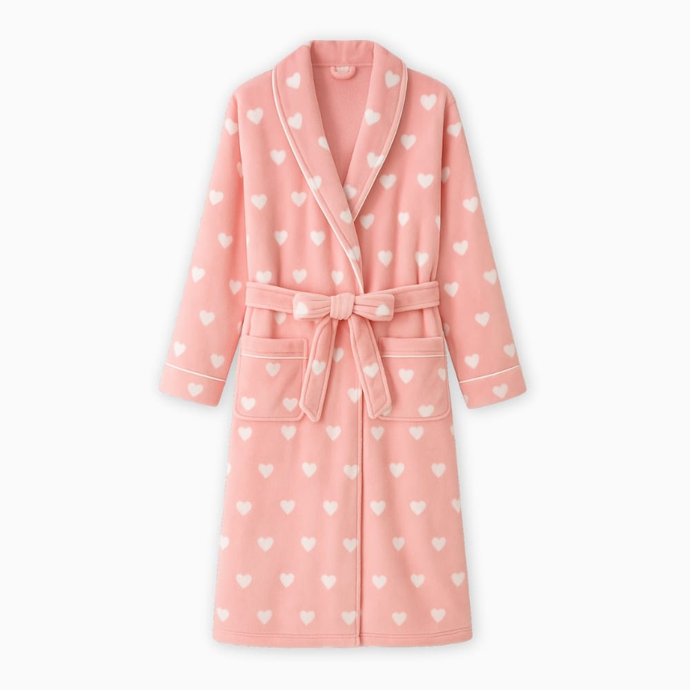 Le Prestige du Peignoir Peignoir Polaire Femme Cœur