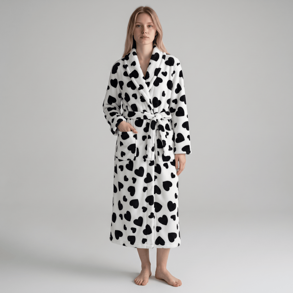 Le Prestige du Peignoir Peignoir Polaire Femme Doux Cœur