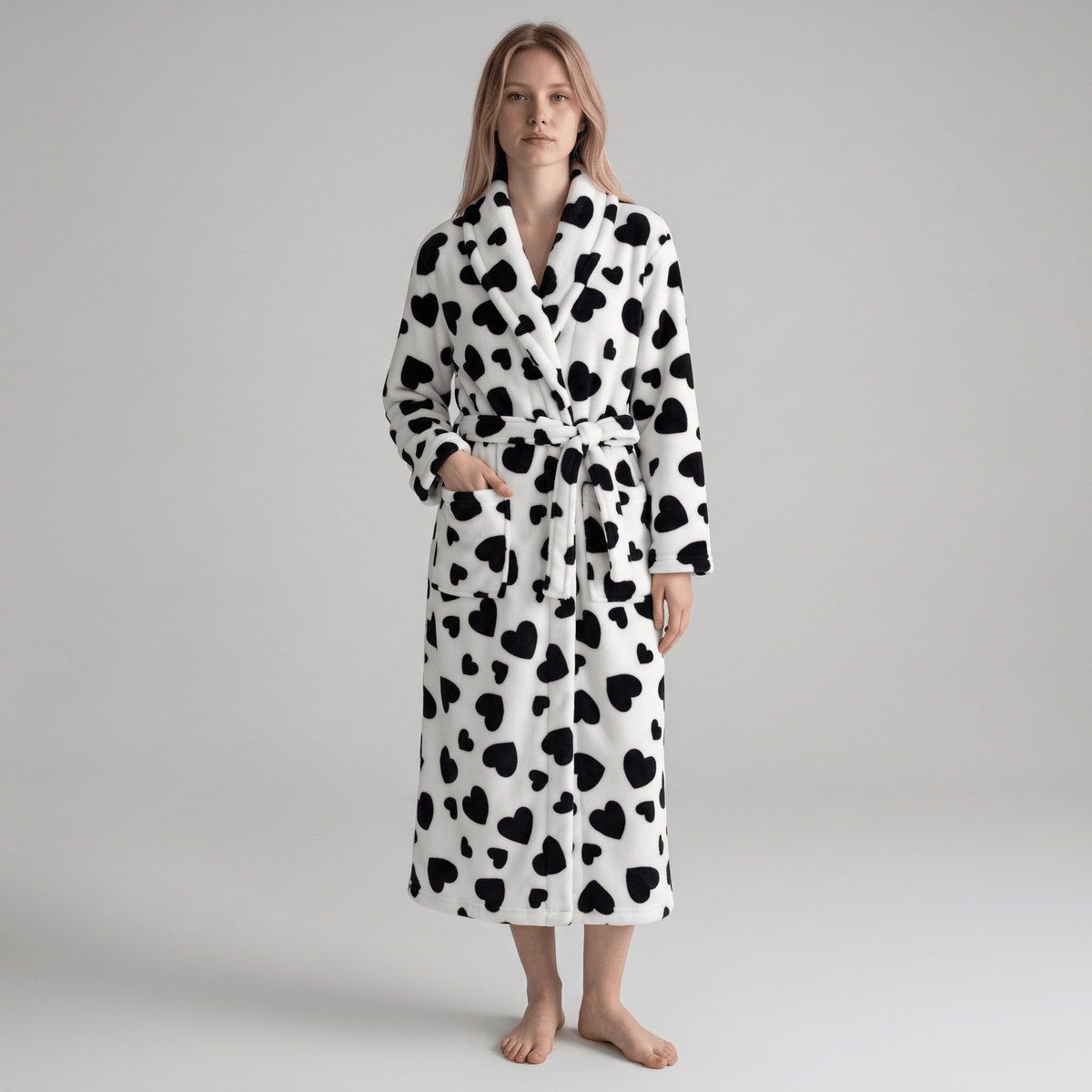 Le Prestige du Peignoir Peignoir Polaire Femme Doux Cœur