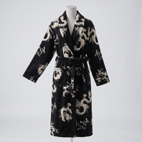 Le Prestige du Peignoir Peignoir Polaire Femme Noir Dragon