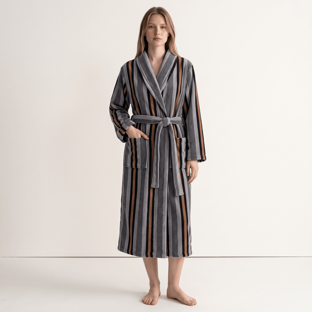 Le Prestige du Peignoir Peignoir Polaire Femme Rayé