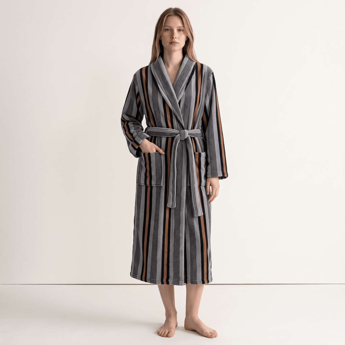 Le Prestige du Peignoir Peignoir Polaire Femme Rayé