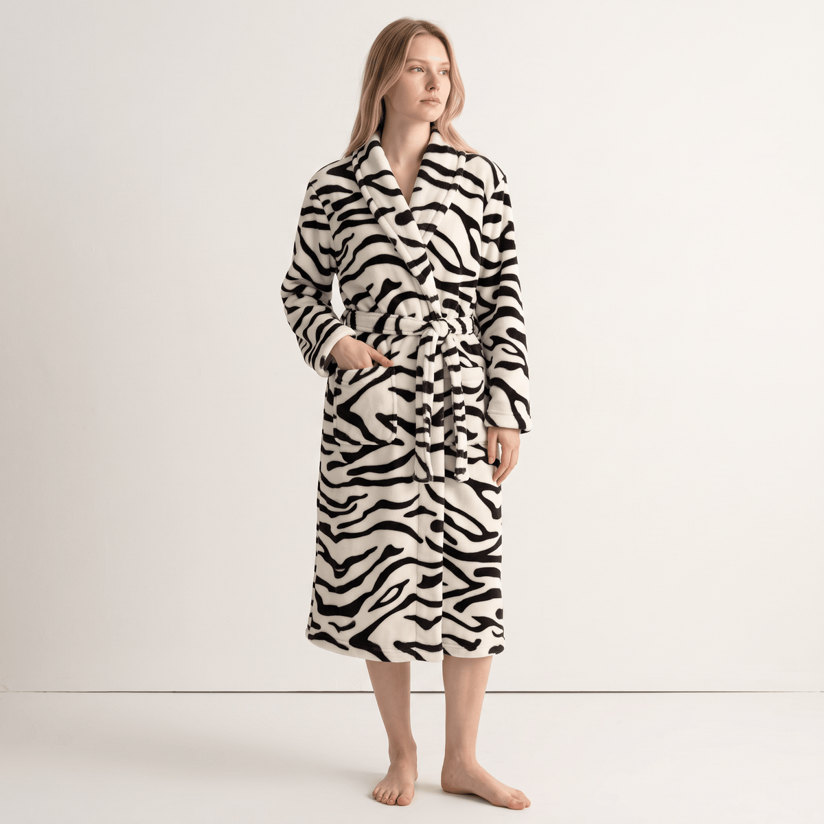 Le Prestige du Peignoir Peignoir Polaire Femme Zèbre