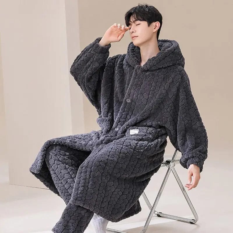 Le Prestige du Peignoir Peignoir Polaire Homme Long Chaud et Doux