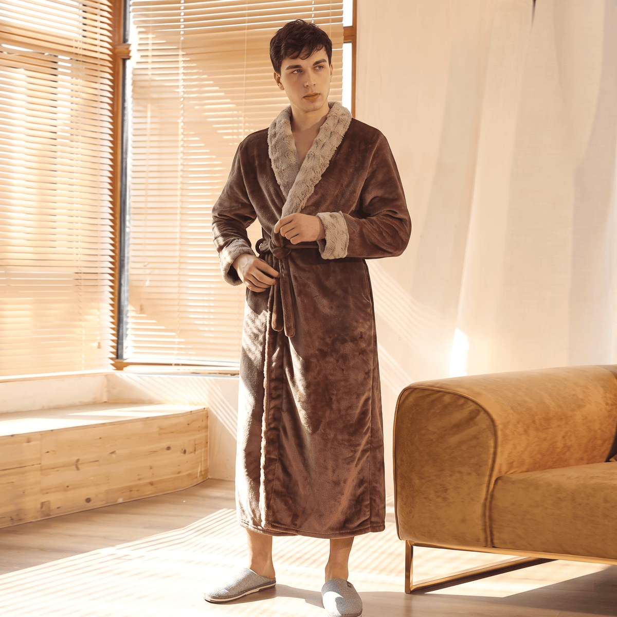 Le Prestige du Peignoir Peignoir Polaire Homme Long Douillet
