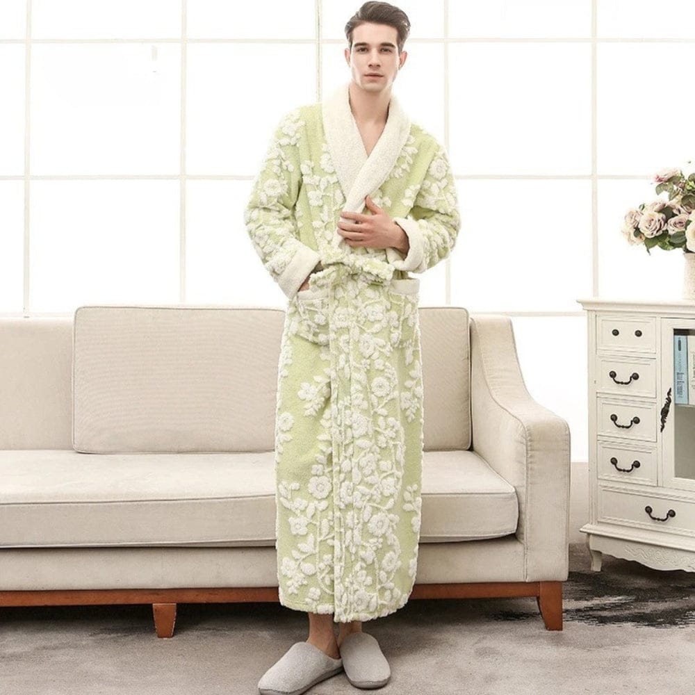 Le Prestige du Peignoir Peignoir Polaire Homme Long Fleuri