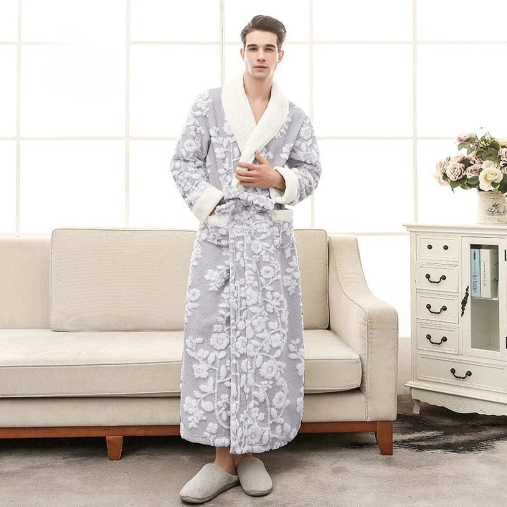 Le Prestige du Peignoir Peignoir Polaire Homme Long Fleuri
