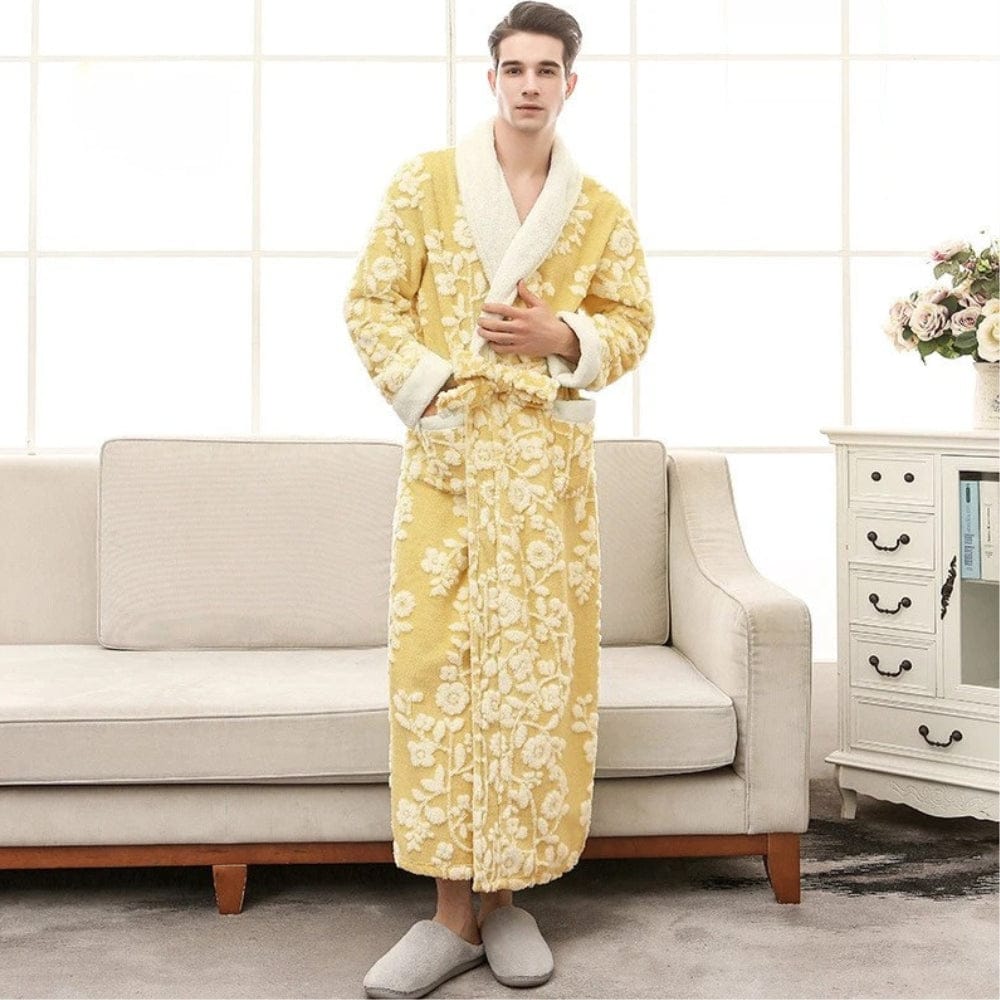 Le Prestige du Peignoir Peignoir Polaire Homme Long Fleuri