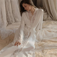 Le Prestige du Peignoir Peignoir Satin Femme Long Dentelle