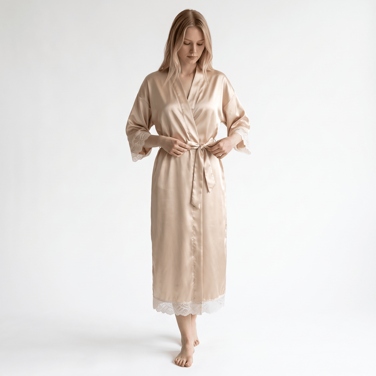 Le Prestige du Peignoir Peignoir Satin Femme Long Soyeux