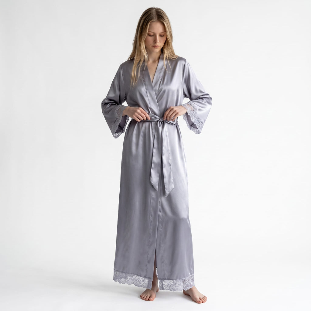 Le Prestige du Peignoir Peignoir Satin Femme Long Soyeux