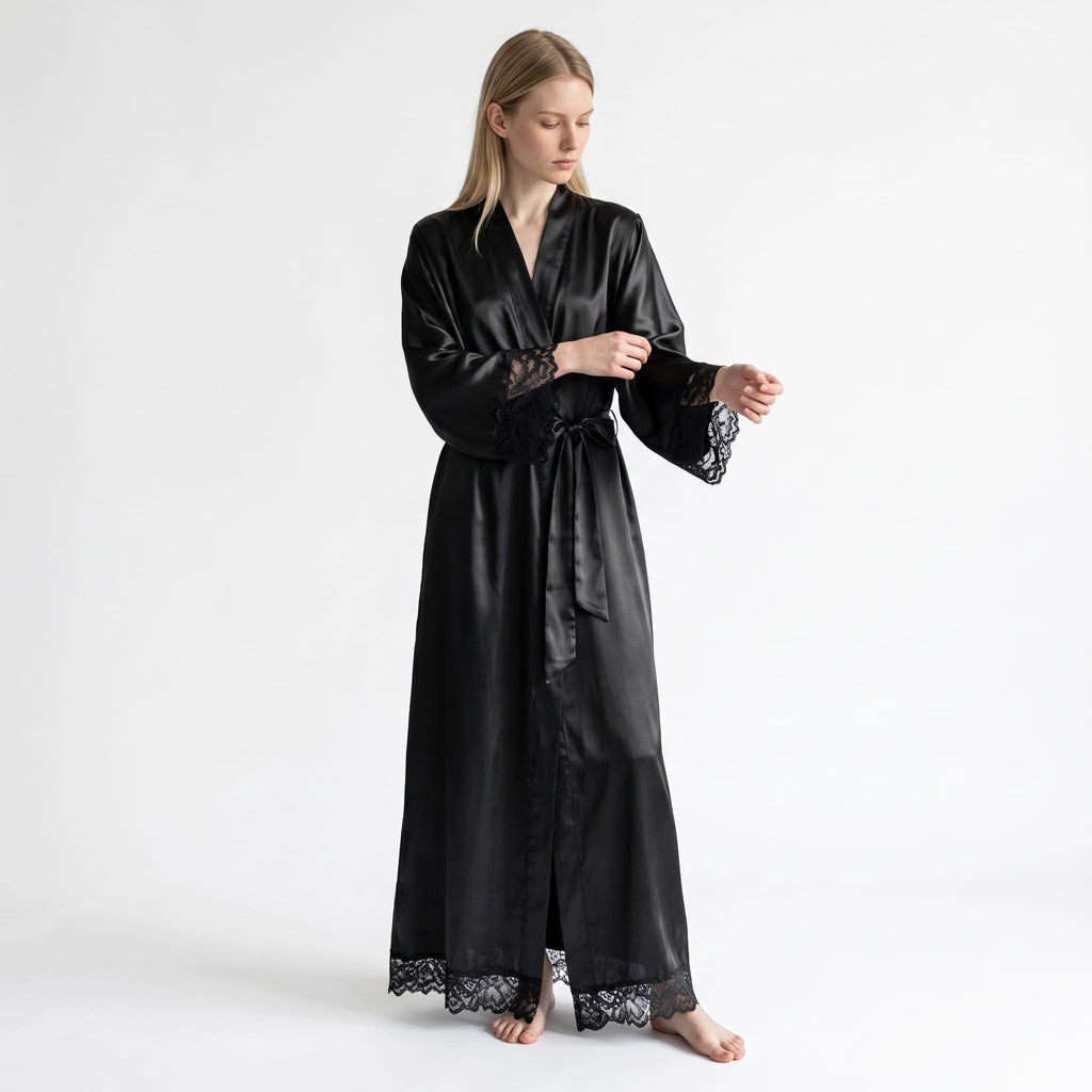 Le Prestige du Peignoir Peignoir Satin Femme Long Soyeux