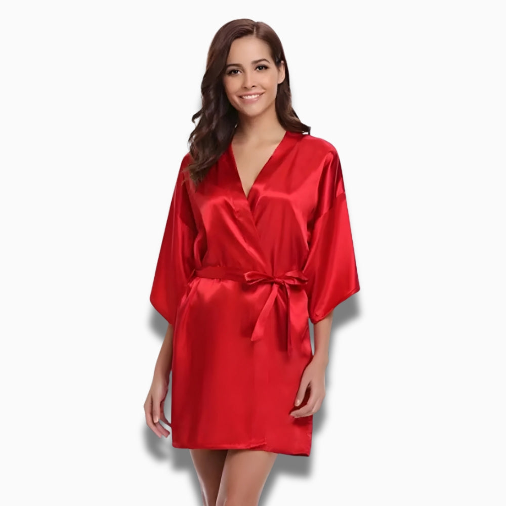Peignoir Court Satin Femme